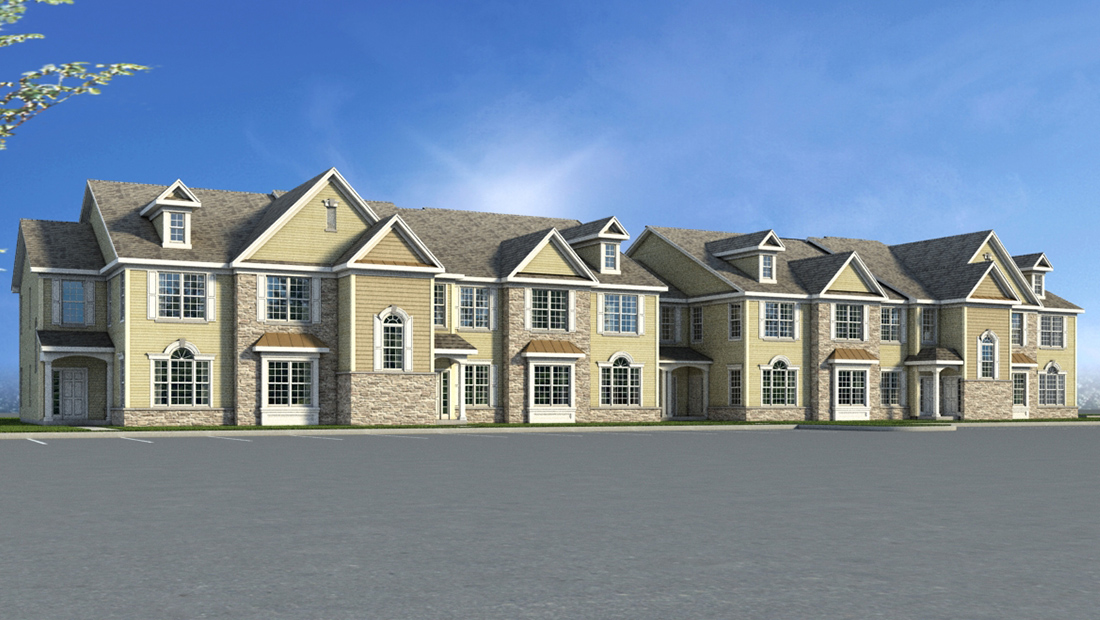 Virtual drawing of the exterior of Woodhaven Common Apartments